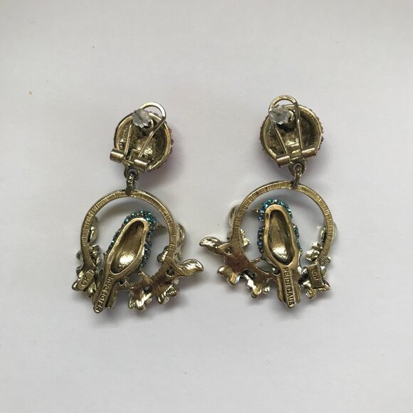 Heidi Daus Wreath Bird Crystal Dangle Earrings - Picture 2 of 2